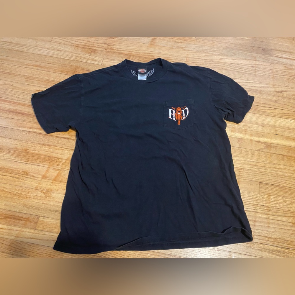 Harley-Davidson Men XL Black Graphic short sleeve T-Shirt Olath Kansas Rawhide - Picture 2 of 6